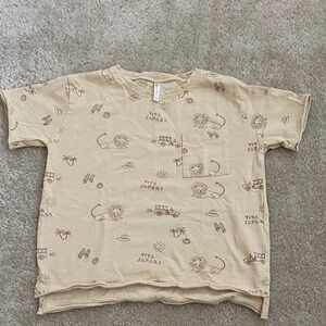 Rylee + Cru raw edge viva safari tee shirt yellow 4-5T